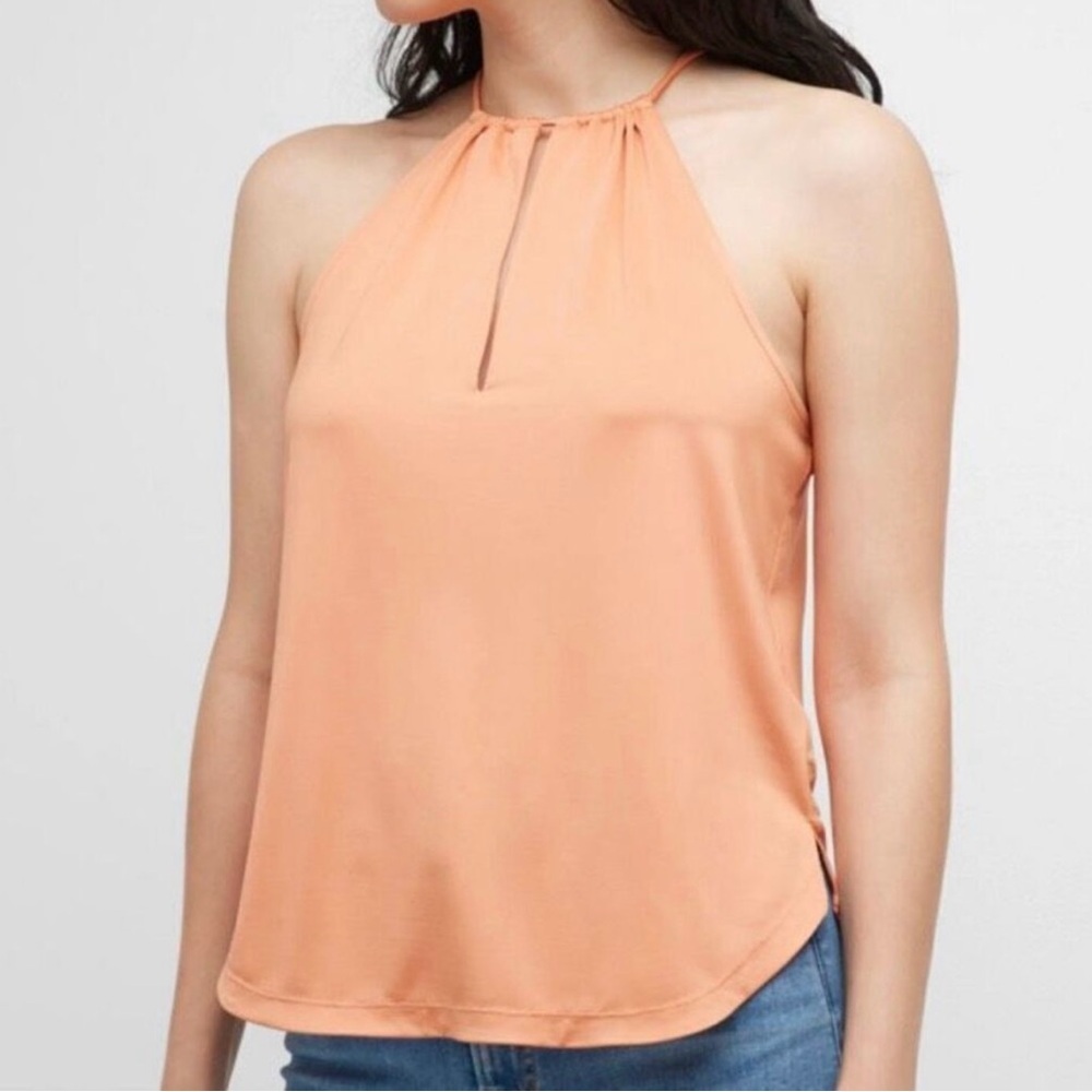 NWT Veronica Beard Kusumi Orange Keyhole Cutout Halter Neck Top reg $298